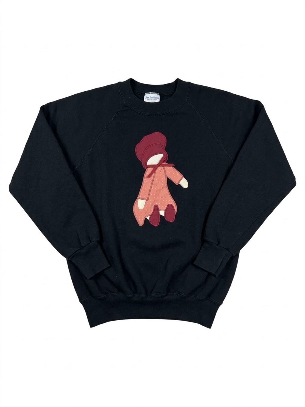 Vintage 80s Bassett Walker Holly Hobbie Sunbonnet Sue Sweatshirt Black M USA
